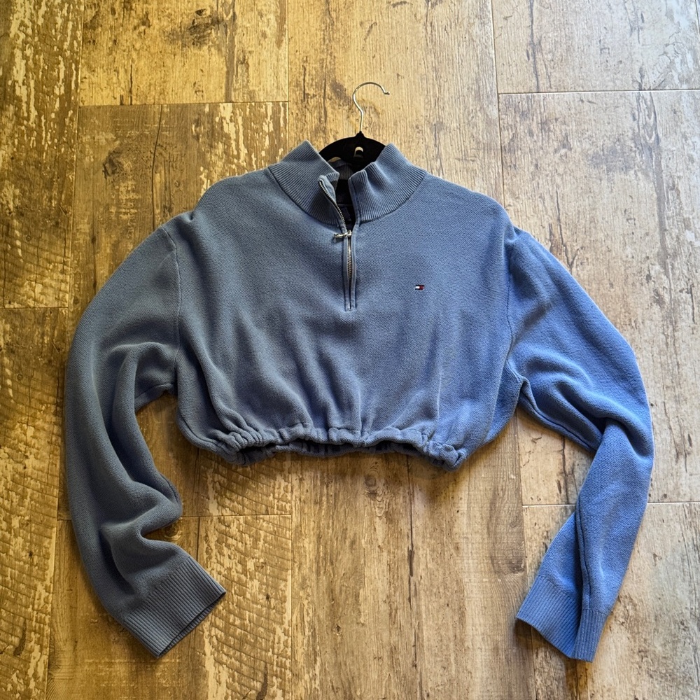 Tommy Hilfiger Blue Crop Top Half-Zip Women’s XL